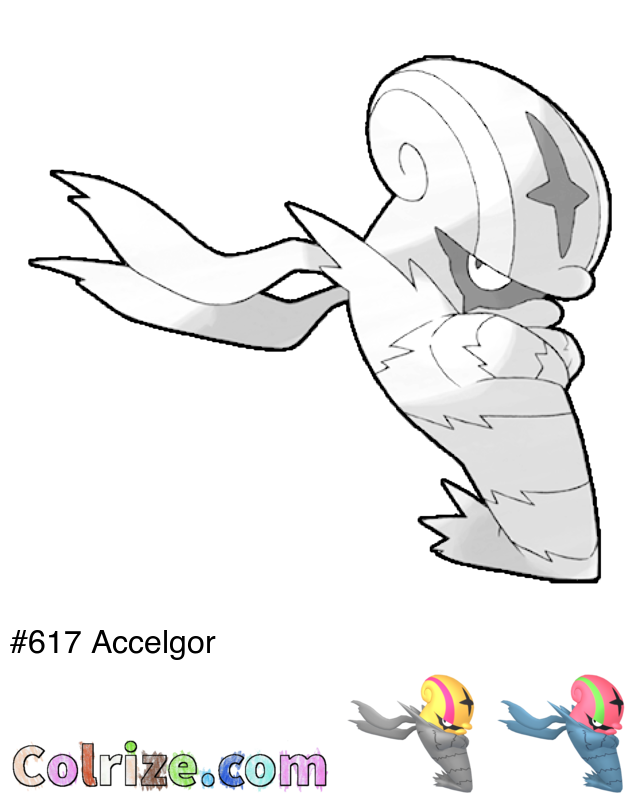 Pokemon Accelgor coloring page + Shiny Accelgor coloring page