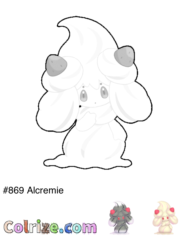Pokemon Alcremie coloring page + Shiny Alcremie coloring page