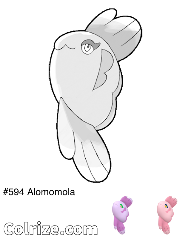 Pokemon Alomomola coloring page + Shiny Alomomola coloring page