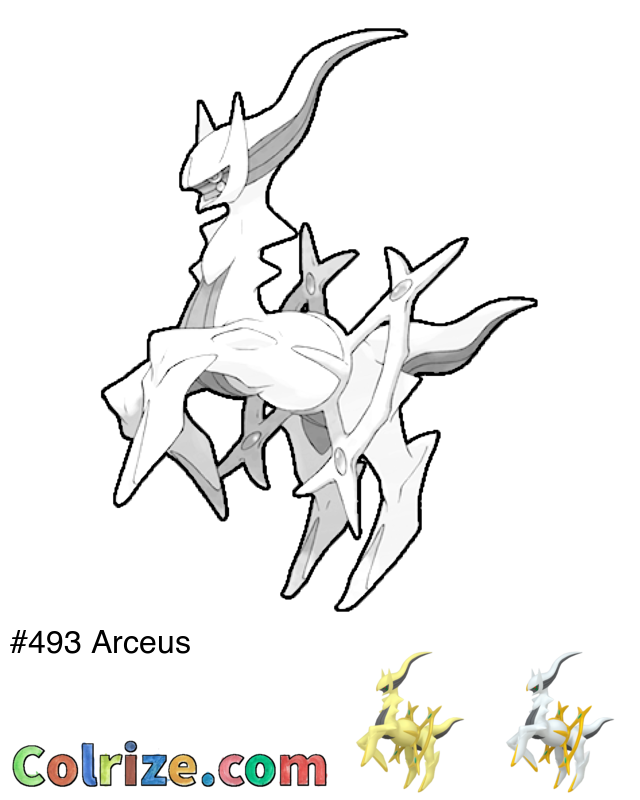 Pokemon Arceus coloring page + Shiny Arceus coloring page