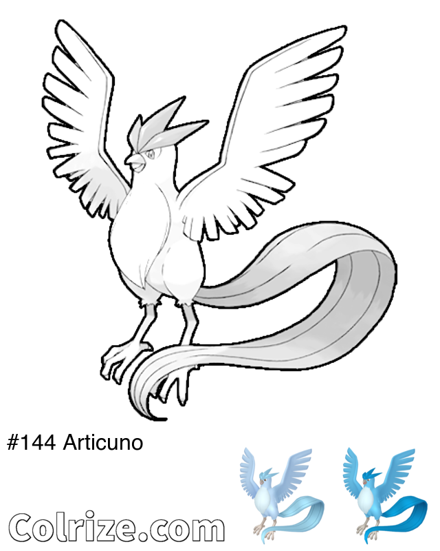 Pokemon Articuno coloring page + Shiny Articuno coloring page