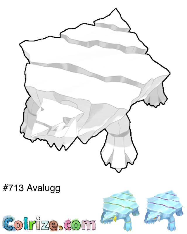 Pokemon Avalugg coloring page + Shiny Avalugg coloring page