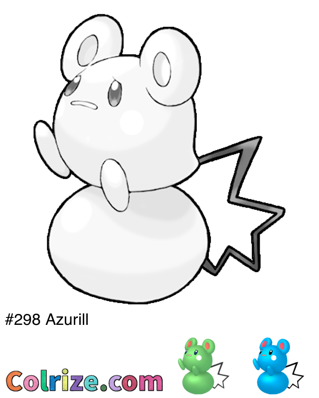Pokemon Azurill coloring page + Shiny Azurill coloring page