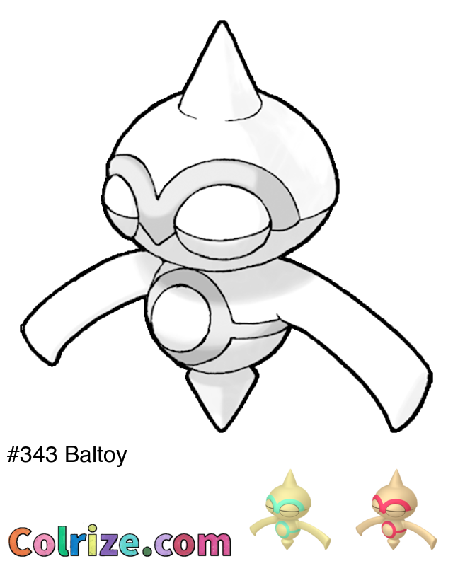 Pokemon Baltoy coloring page + Shiny Baltoy coloring page