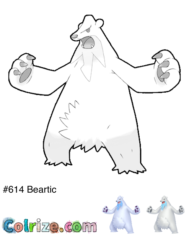 Pokemon Beartic coloring page + Shiny Beartic coloring page