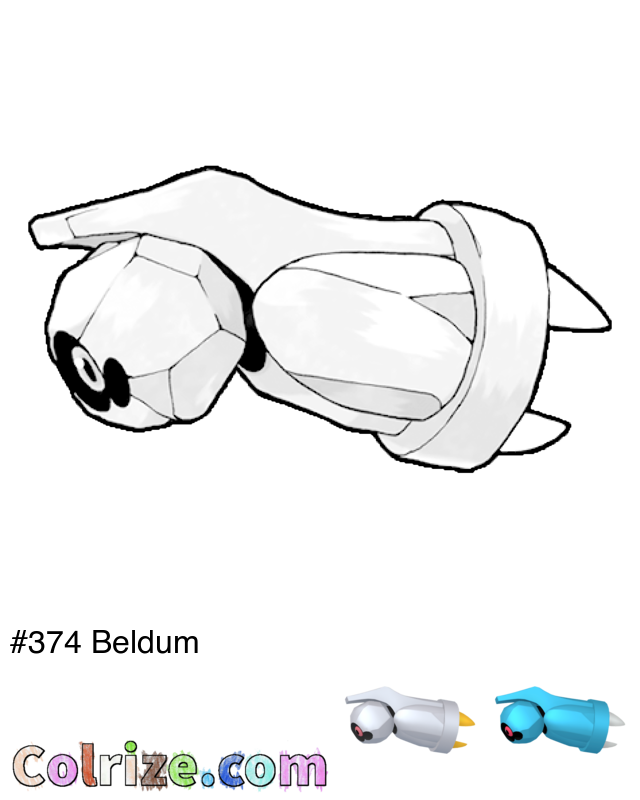 Pokemon Beldum coloring page + Shiny Beldum coloring page