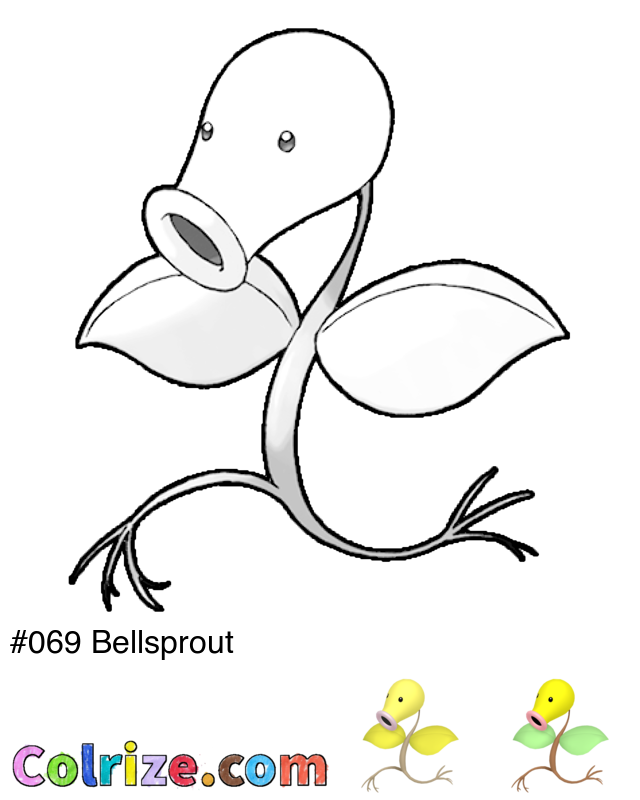 Pokemon Bellsprout coloring page + Shiny Bellsprout coloring page