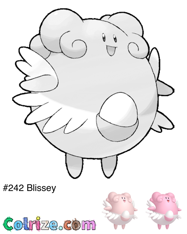 Pokemon Blissey coloring page + Shiny Blissey coloring page