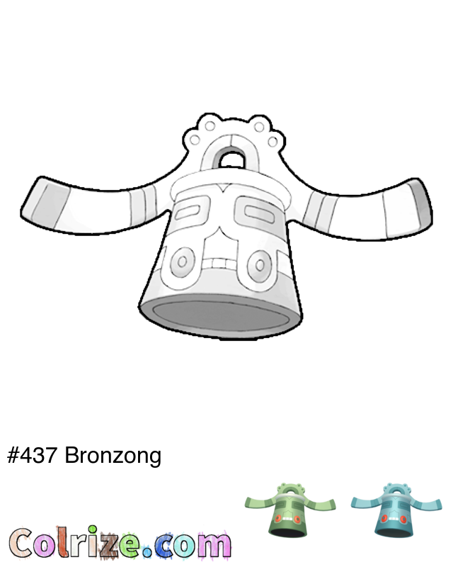 Pokemon Bronzong coloring page + Shiny Bronzong coloring page