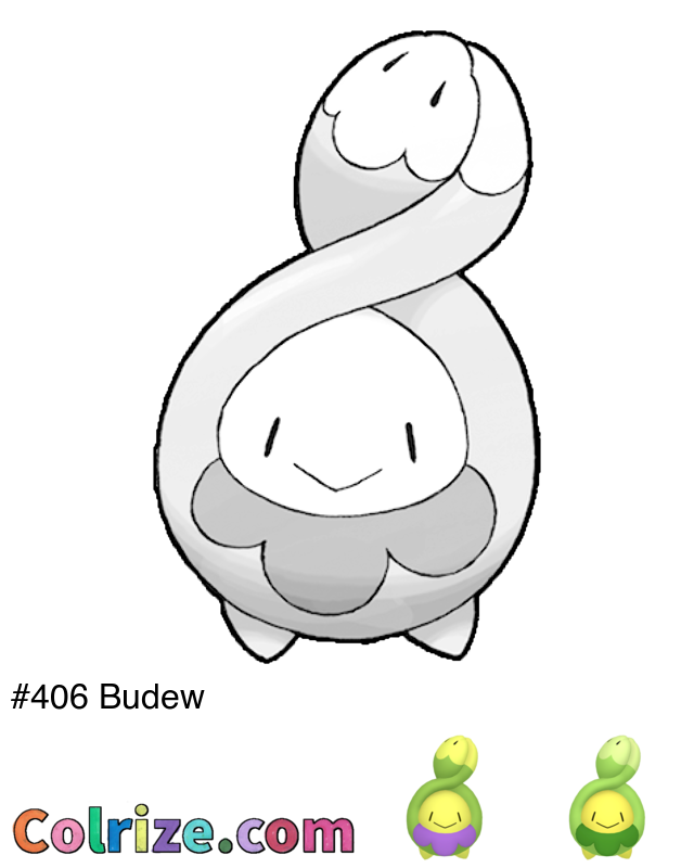 Pokemon Budew coloring page + Shiny Budew coloring page