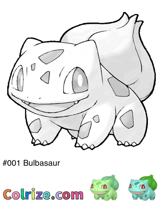 Pokemon Bulbasaur coloring page + Shiny Bulbasaur coloring page