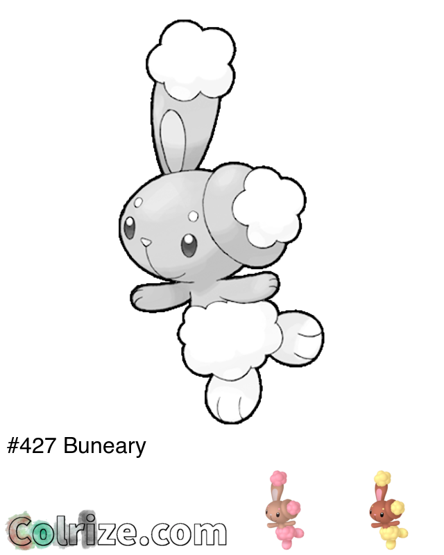 Pokemon Buneary coloring page + Shiny Buneary coloring page