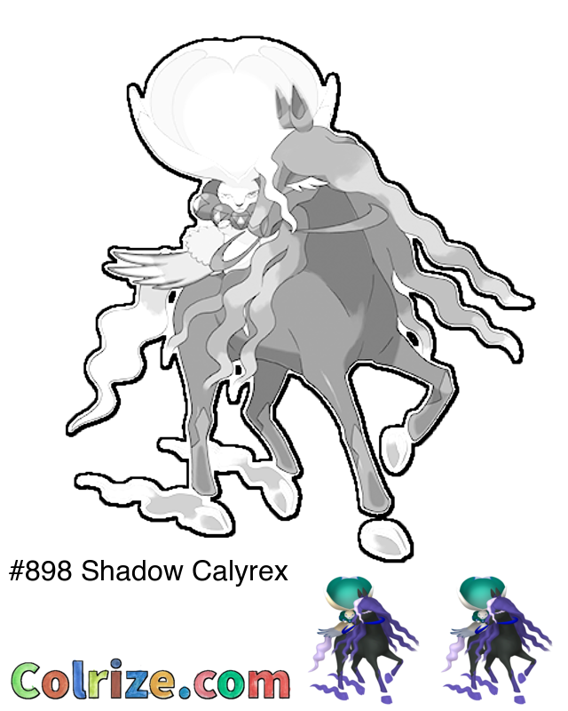 Pokemon Shadow Calyrex coloring page + Shiny Shadow Calyrex coloring page