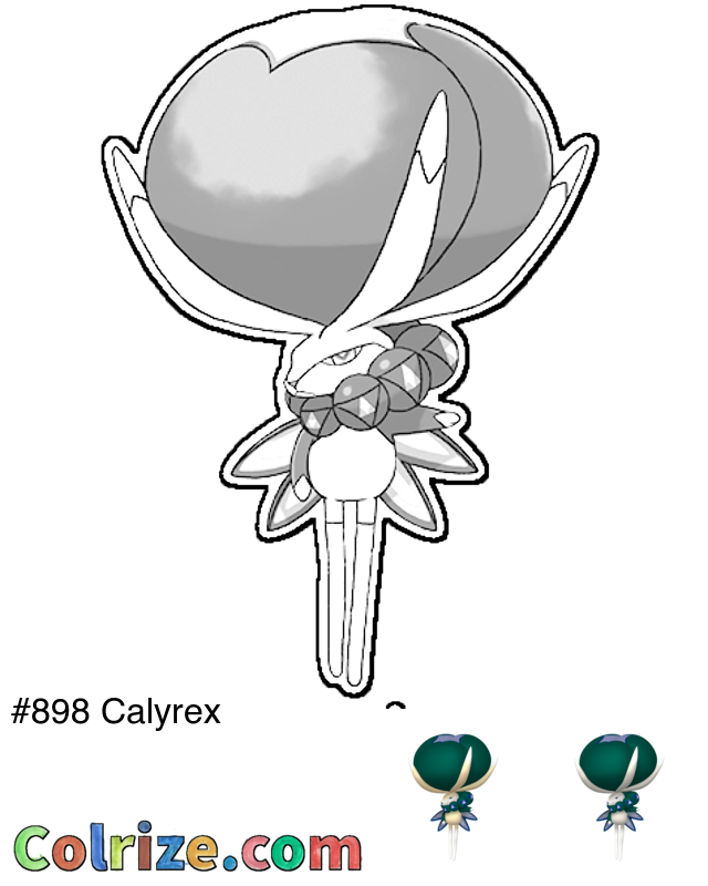 Pokemon Calyrex coloring page + Shiny Calyrex coloring page