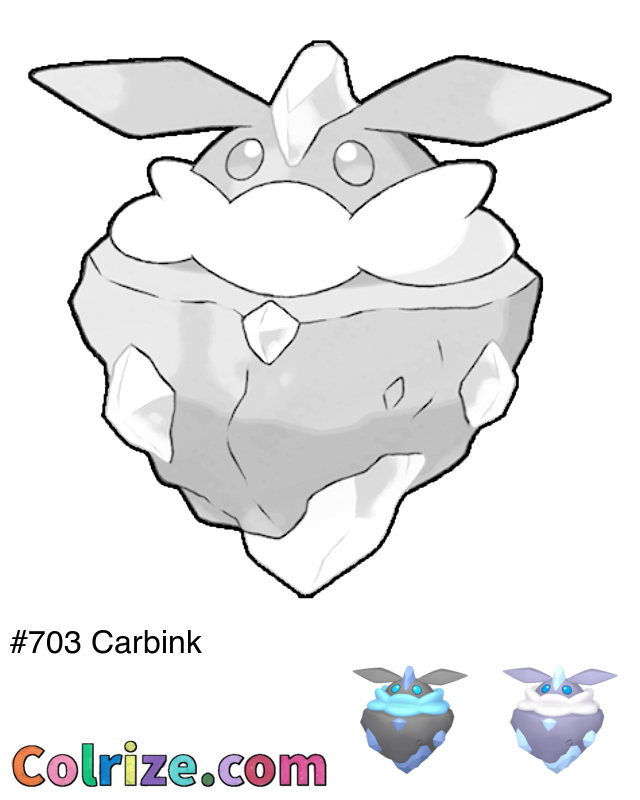 Pokemon Carbink coloring page + Shiny Carbink coloring page