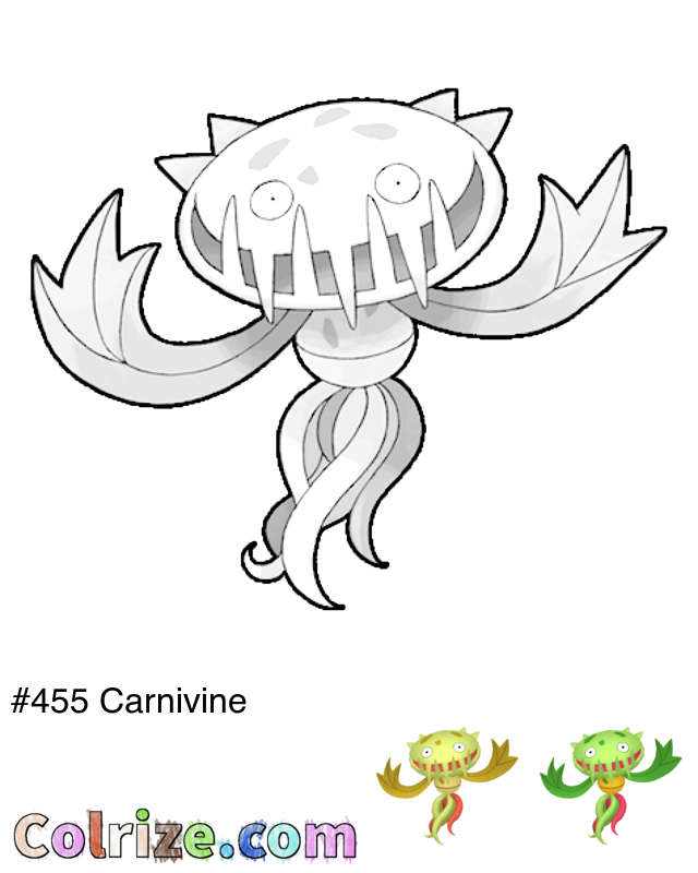 Pokemon Carnivine coloring page + Shiny Carnivine coloring page