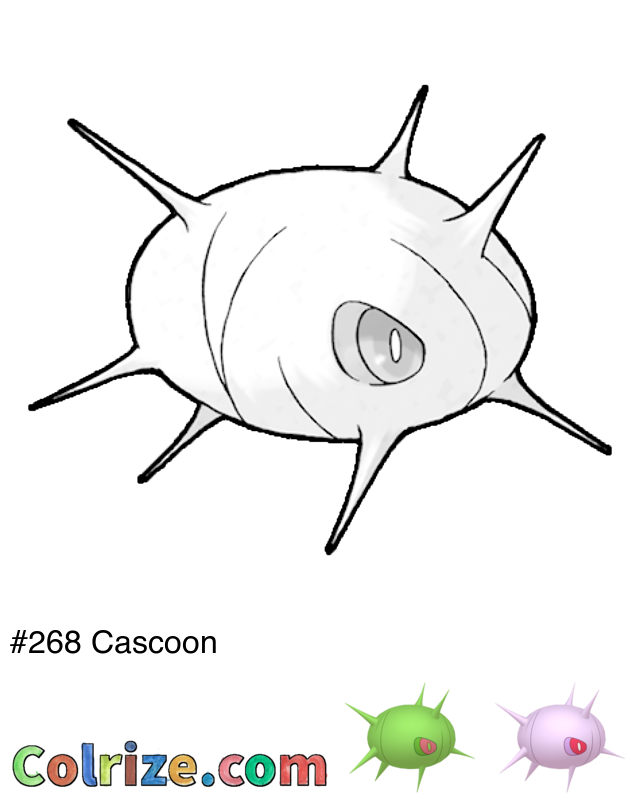 Pokemon Cascoon coloring page + Shiny Cascoon coloring page