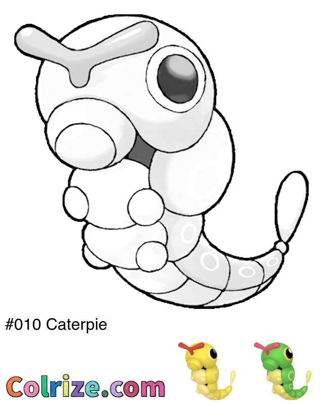 Pokemon Caterpie coloring page + Shiny Caterpie coloring page