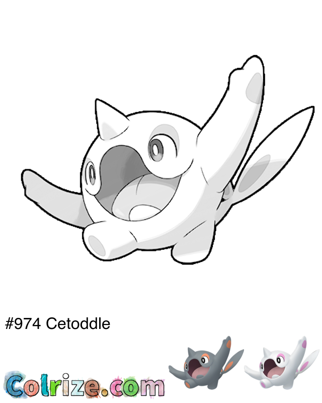 Pokemon Cetoddle coloring page + Shiny Cetoddle coloring page