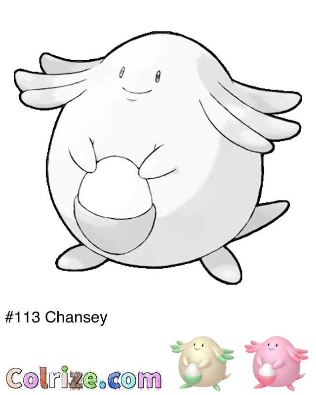 Pokemon Chansey coloring page + Shiny Chansey coloring page