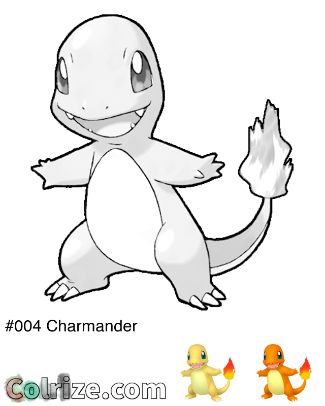 Pokemon Charmander coloring page + Shiny Charmander coloring page