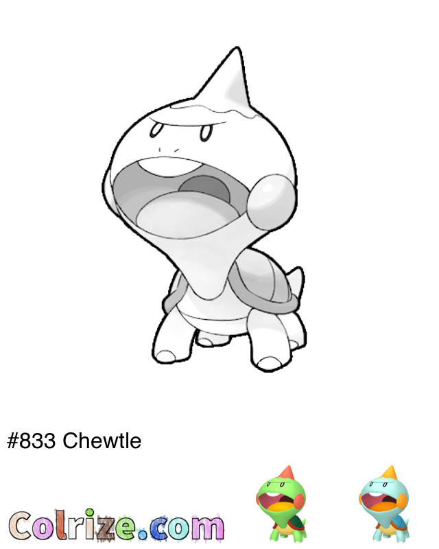 Pokemon Chewtle coloring page + Shiny Chewtle coloring page