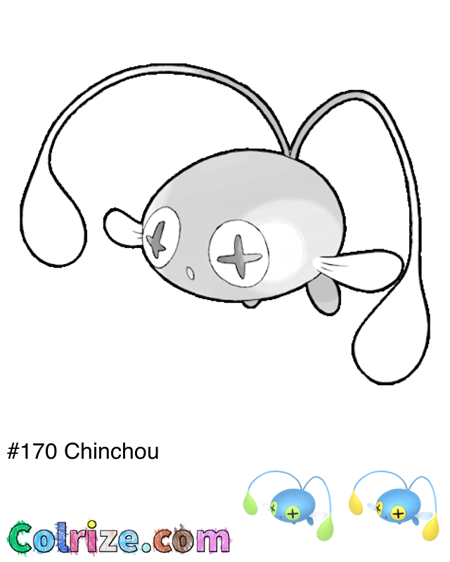 Pokemon Chinchou coloring page + Shiny Chinchou coloring page