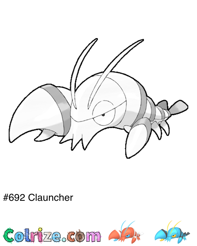 Pokemon Clauncher coloring page + Shiny Clauncher coloring page