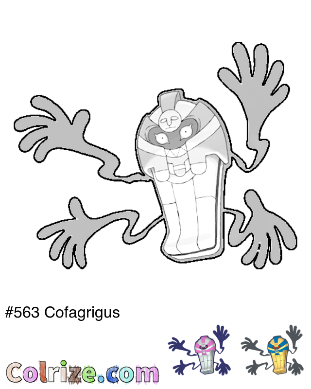 Pokemon Cofagrigus coloring page + Shiny Cofagrigus coloring page