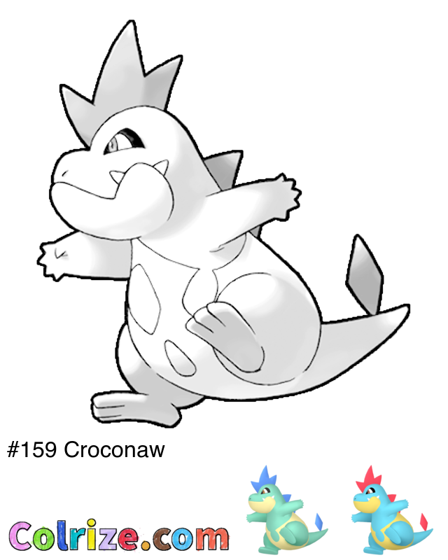 Pokemon Croconaw coloring page + Shiny Croconaw coloring page