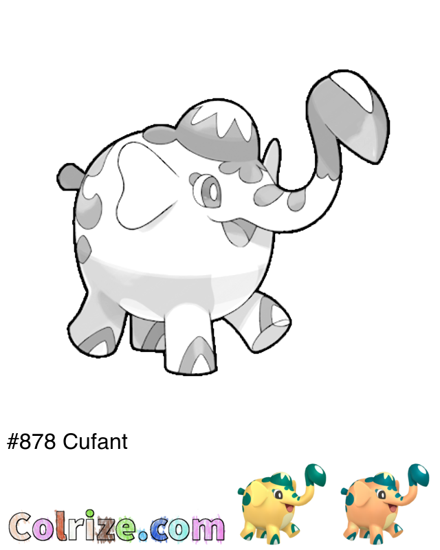 Pokemon Cufant coloring page + Shiny Cufant coloring page