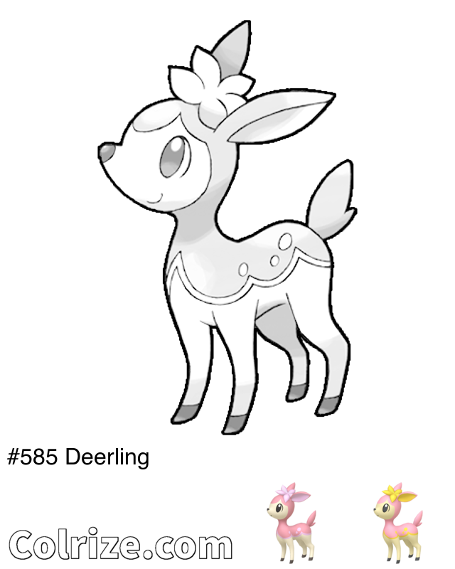 Pokemon Deerling coloring page + Shiny Deerling coloring page