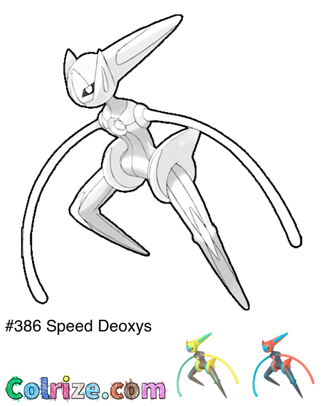 Pokemon Speed Deoxys coloring page + Shiny Speed Deoxys coloring page