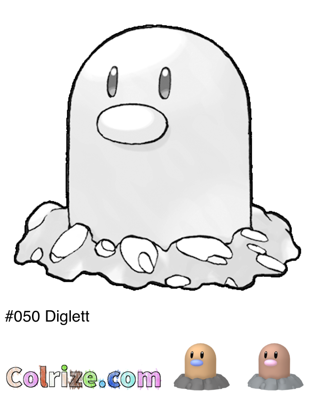 Pokemon Diglett coloring page + Shiny Diglett coloring page