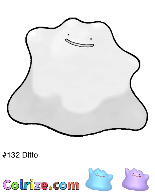 Pokemon Ditto coloring page + Shiny Ditto coloring page