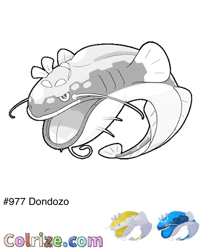 Pokemon Dondozo coloring page + Shiny Dondozo coloring page