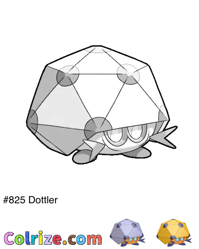 Pokemon Dottler coloring page + Shiny Dottler coloring page