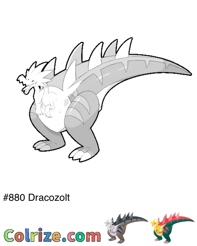 Pokemon Dracozolt coloring page + Shiny Dracozolt coloring page