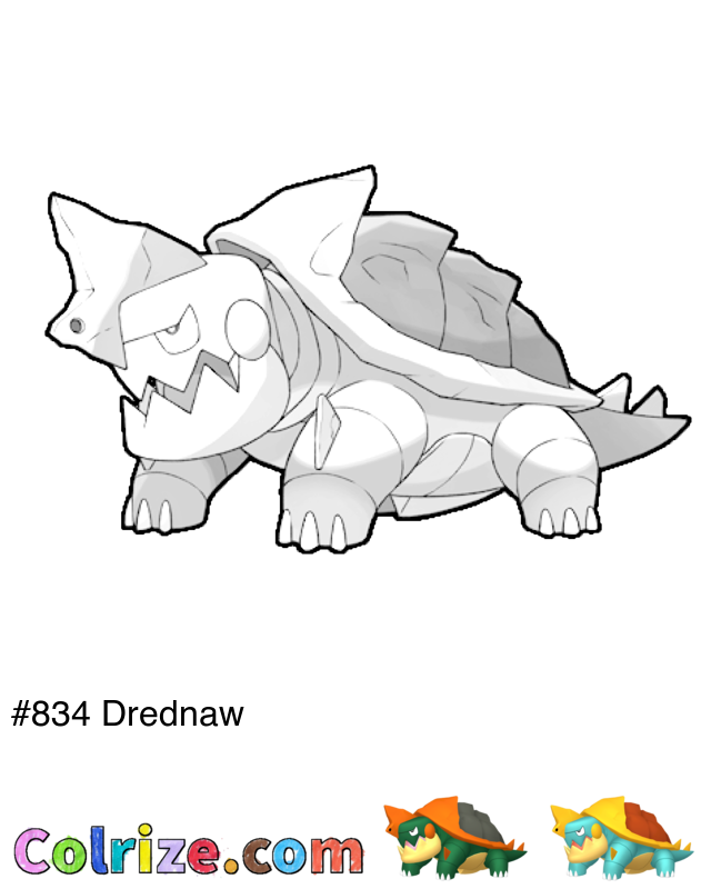 Pokemon Drednaw coloring page + Shiny Drednaw coloring page