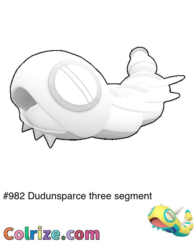 Pokemon Dudunsparce three segment coloring page