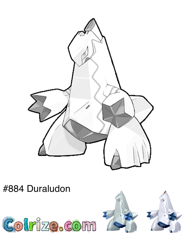 Pokemon Duraludon coloring page + Shiny Duraludon coloring page