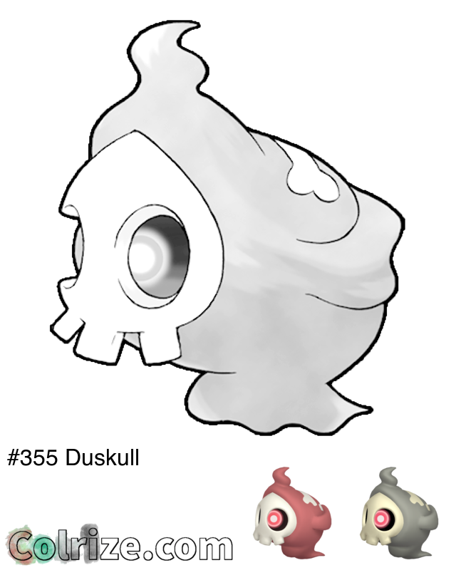 Pokemon Duskull coloring page + Shiny Duskull coloring page