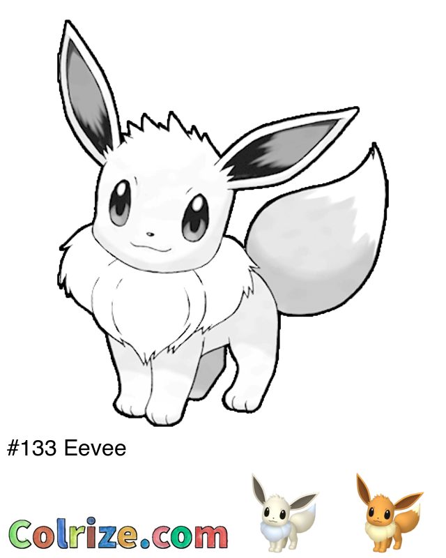 Pokemon Eevee coloring page + Shiny Eevee coloring page