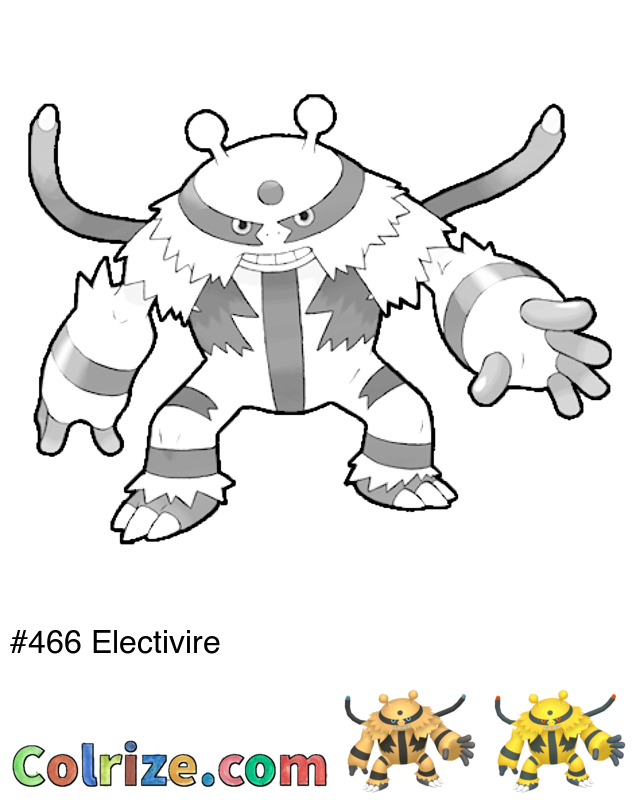 Pokemon Electivire coloring page + Shiny Electivire coloring page