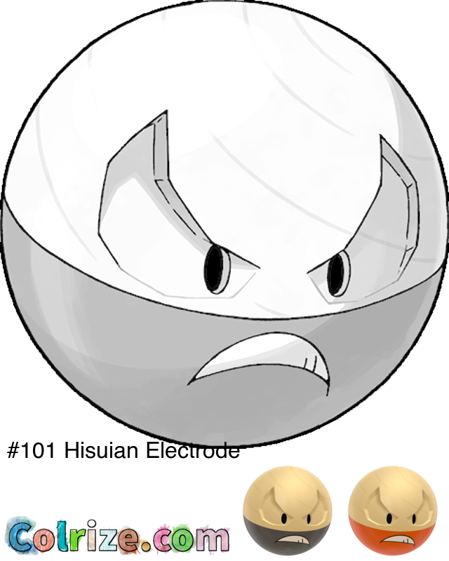 Pokemon Hisuian Electrode coloring page + Shiny Hisuian Electrode coloring page