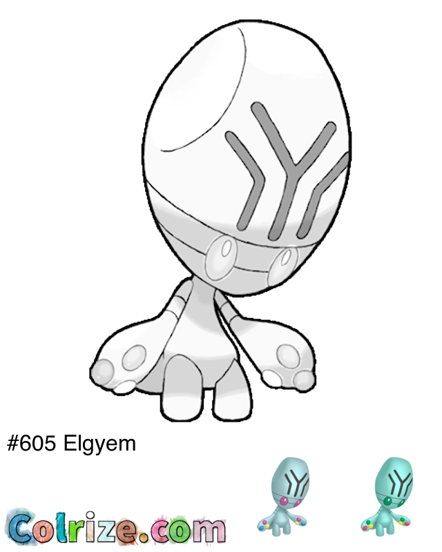 Pokemon Elgyem coloring page + Shiny Elgyem coloring page