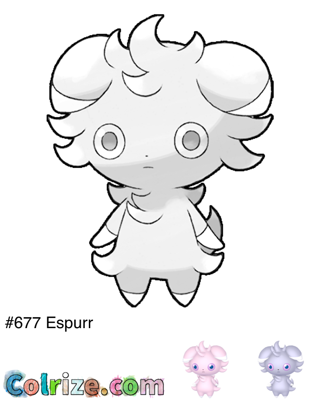 Pokemon Espurr coloring page + Shiny Espurr coloring page