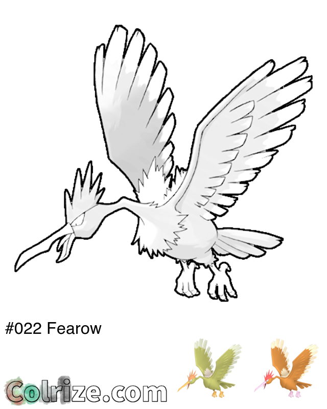 Pokemon Fearow coloring page + Shiny Fearow coloring page