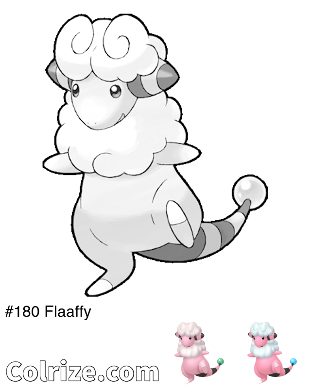 Pokemon Flaaffy coloring page + Shiny Flaaffy coloring page