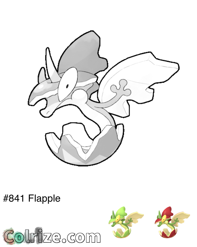 Pokemon Flapple coloring page + Shiny Flapple coloring page